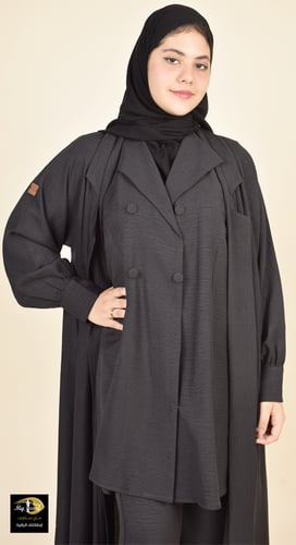 طقم عباية للسفر والدوام من 4 قطع لون اسود