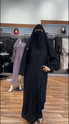 عبايه راس كم فرنسي قماش بلاك بيري