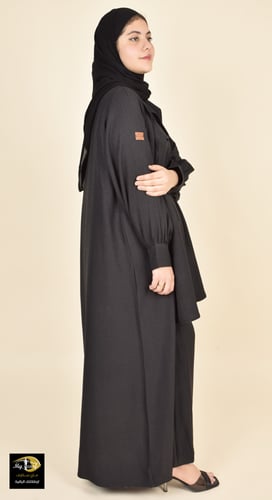 طقم عباية للسفر والدوام من 4 قطع لون اسود