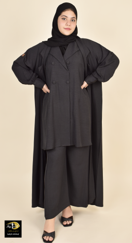 طقم عباية للسفر والدوام من 4 قطع لون اسود