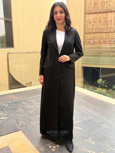 عبايه بليزر مبطن قماش كريب ياباني