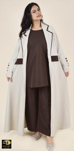 طقم عباية للسفر والدوام من 4 قطع بيج طقم داخلي بني...