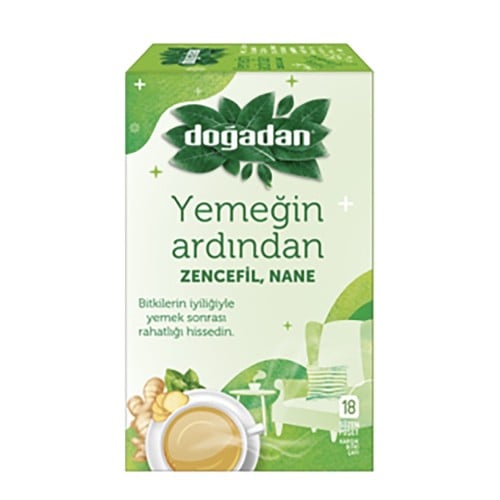 شاي ما بعد الوجبة أعشاب الزنجبيل والنعناع التركية...