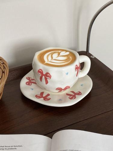 Coffee cup set and ceramic plate
