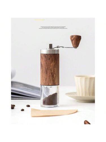 Handheld coffee grinder with wooden design