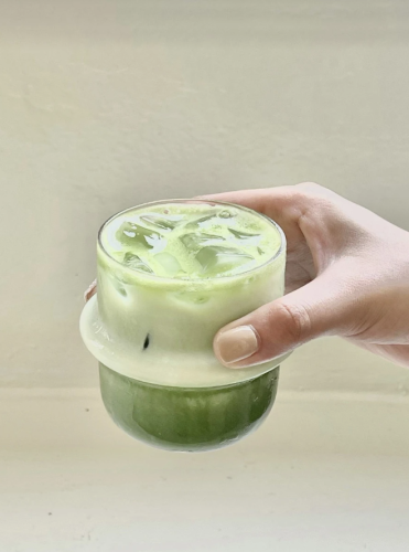 A transparent glass cup, one piece