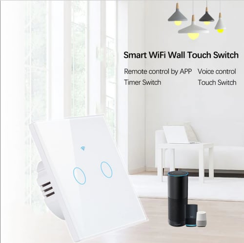 مفتاح إنارة ذكي ثنائي مزود بتقنية الواي فاي مربع