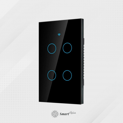 مفتاح إنارة مستطيل ذكي رباعي يعمل باللمس- واي فاي