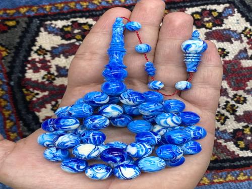 فاتوران ٤٥ خرزه ١٢ ملي لون بحري معرق نواادر