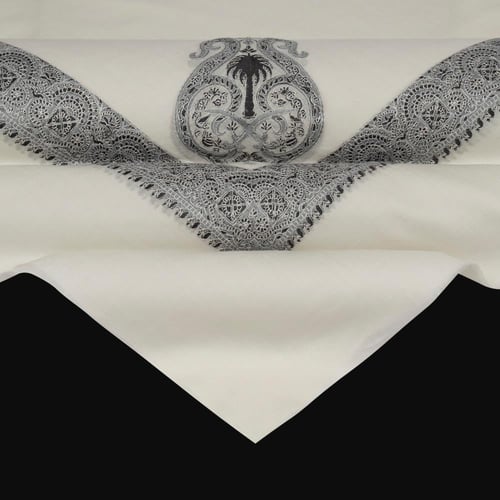 شال باشمينا من صوف الكشمير مع تصميم السيفين والنخل...