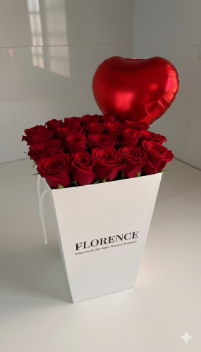 سلة فلورنسا 20غصن احمر مع قلب