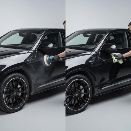 Interior and exterior polishing of a large car