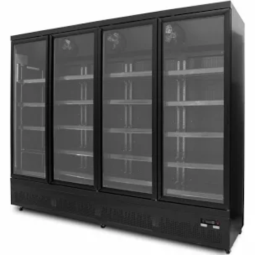 ثلاجة عرض 4 باب زجاج لون اسود 250.8*74*203