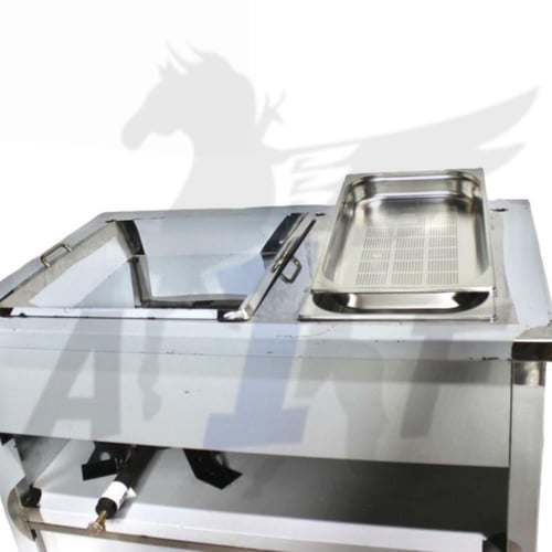 حوض قلي مع مصفاة بقاعدة ستانلس ستيل