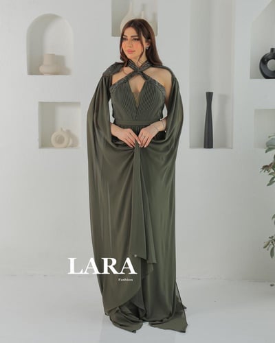 فستان تل سهرة مطرز الصدر