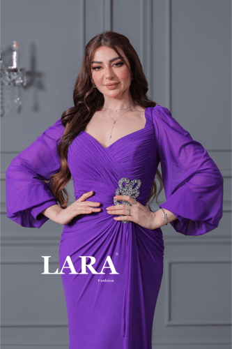 فستان ناعم تل لون بنفسجي