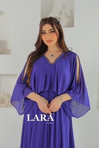 فستان سهرة شيفون لون بنفسجي