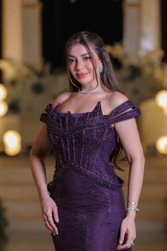 الفستان الليلكي الملكي بتصميم الحورية الفاخر