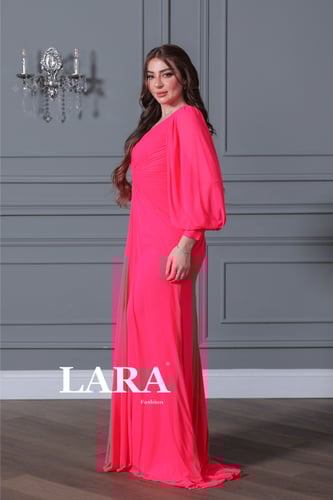 فستان ناعم سهره تل لون فوشي