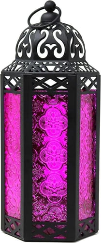 فانوس زجاجي ومعدني فاخر بألوان متعددة حجم كبير