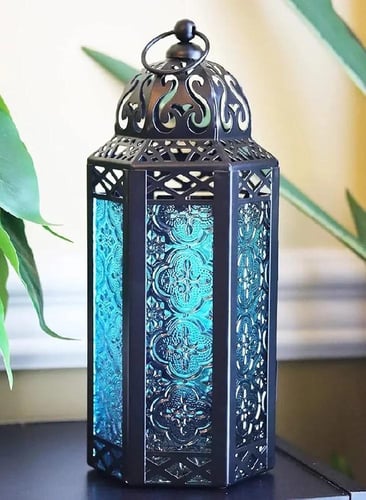 فانوس زجاجي ومعدني فاخر بألوان متعددة حجم كبير