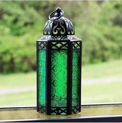 فانوس زجاجي ومعدني فاخر بألوان متعددة حجم كبير