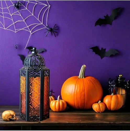 فانوس زجاجي ومعدني فاخر بألوان متعددة حجم كبير