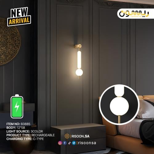 ابليك جداري عصري قابل للشحن - تصميم هندسي بسيط بلو...