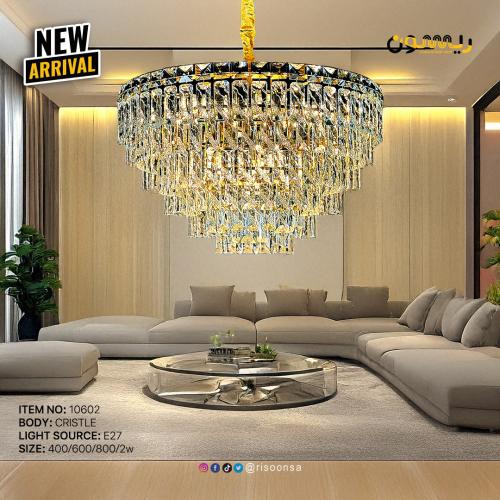 ثريا مودرن LED حلقات أسود وكروم | نجف عصري 3 ألوان...