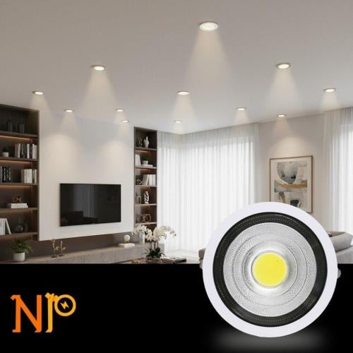 كشاف كوب دفن ضد التوهج 7 وات اطار ابيض اضاءة شمسي