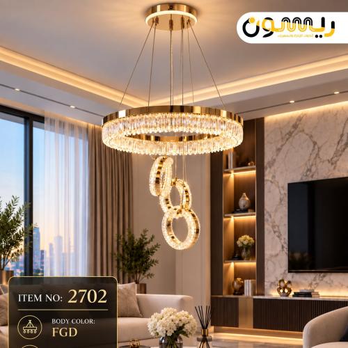 ثريا كريستال LED ذهبية بحلقة رئيسية وحلقات متدلية...