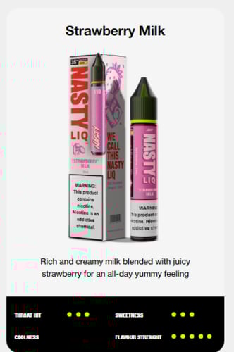 نكهة ناستي فراولة حليب Nasty Liq Strawberry Milk