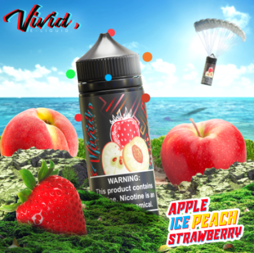 نكهة فيفيد تفاح خوخ فراولة ايس 100 مل VIVID Apple...