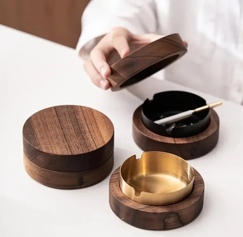 طفاية سجائر و دخان بطابع خشبي انيق