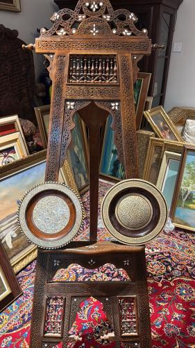 طقم تعليقات جدارية دمشقية مصدّفة – خشب سوليد فاخر