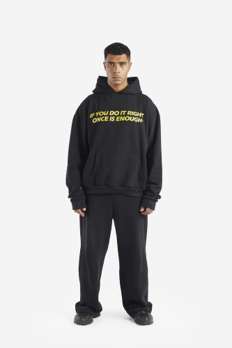 FLEECE BLACK HOODIE