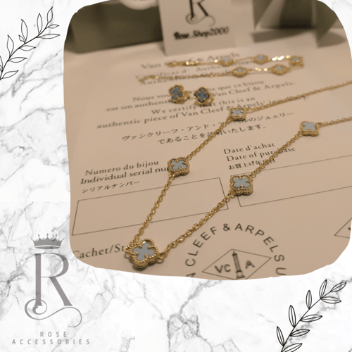 طقم فان كليف ٥ وردات صغيرة بيبي بلو