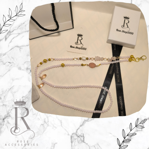 تعليقة بطايق او سلسلة نظارة حجر صناعي وخرز