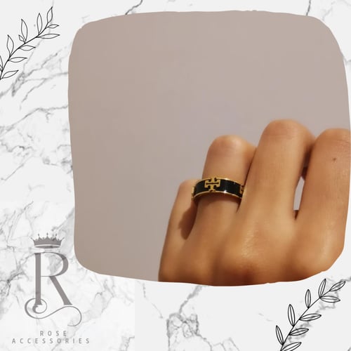 خاتم توري بورش ملون متوفر اسود وعودي مطلي وعليه خت...