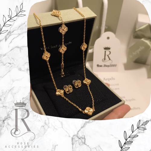 طقم فان كليف وردة صغيرة ذهبي وفضي