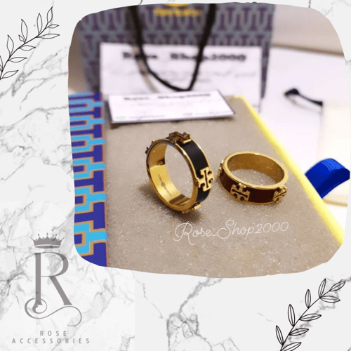 خاتم توري بورش ملون متوفر اسود وعودي مطلي وعليه خت...