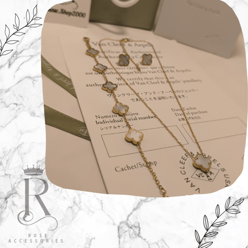 طقم فان كليف ابيض صدفي ٣ قطع