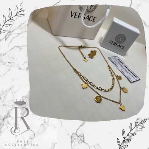 طقم فرزاتشي قطعتين سلسال وحلق مطلي وعليه ختم البرا...