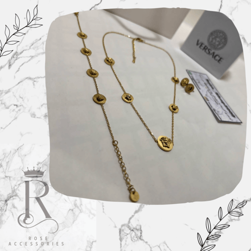 طقم فرزاتشي 3 قطع ذهبي مطلي وعليه ختم البراند ضمان...