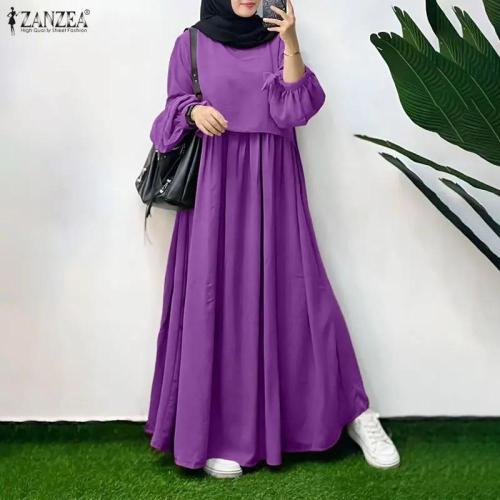 فساتين طويلة بياقة دائرية