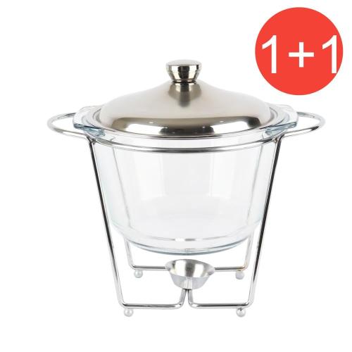 Glass buffet heater – 4-liter capacity in silver c...