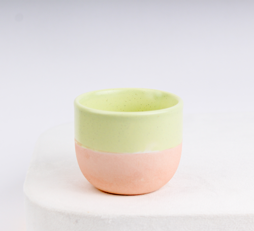 كوب سيراميك 150مل -وردي وأخضر