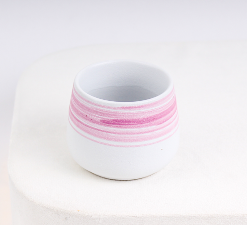 كوب سيراميك وردي 110مل - خطوط وردية