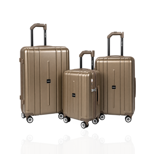 TREKLINE 4-Piece Travel Luggage Set, Model N001 – Sizes 28/24/20 – PC Material – Brown Color