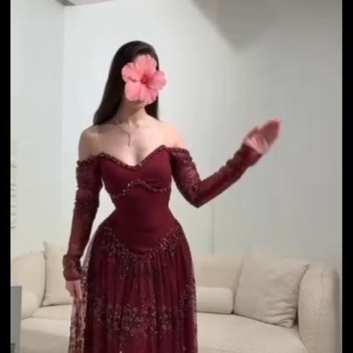 فستان جمرهسهره لون عودي